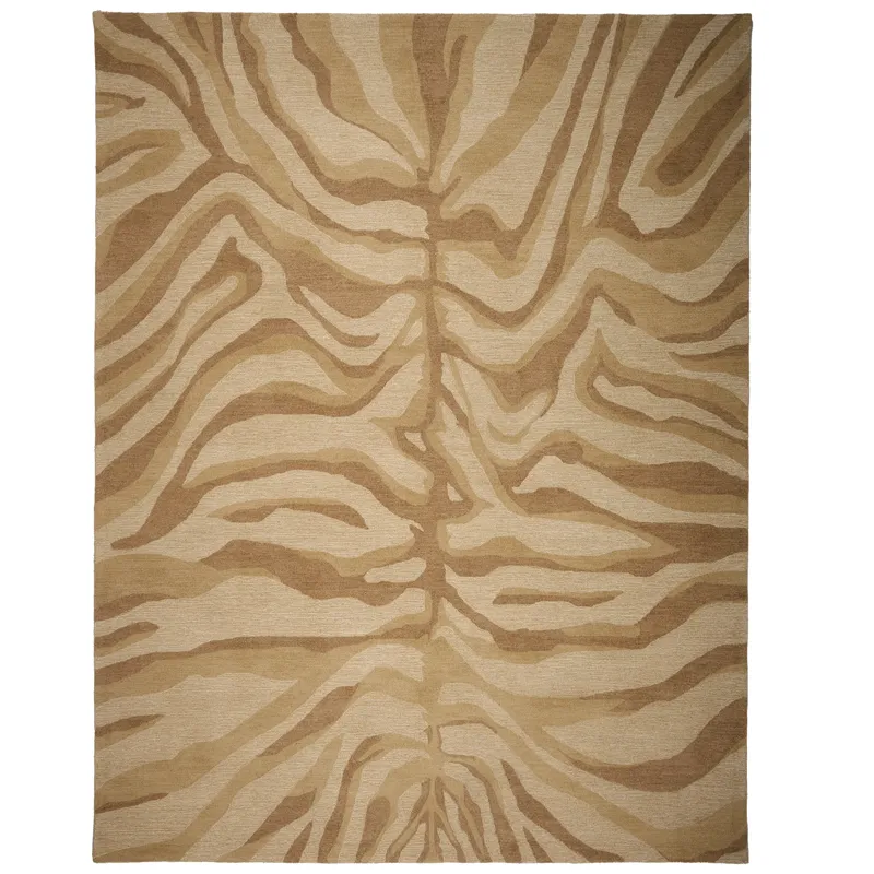 Serengeti-Zebra Beige Rectangle Rug - 2\'6\" x 8\'6\"