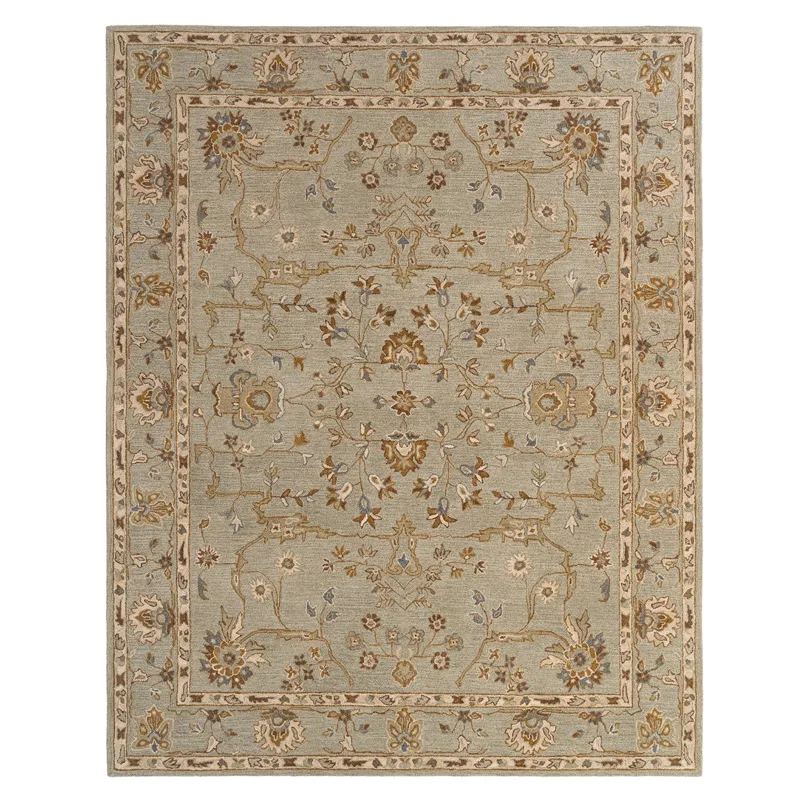 Azari-Isfahan Celadon Rectangle Rug - 5\' x 8\'