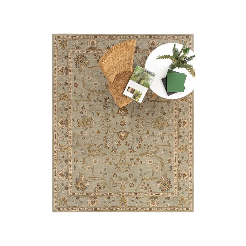 Azari-Isfahan Celadon Rectangle Rug - 5\' x 8\'