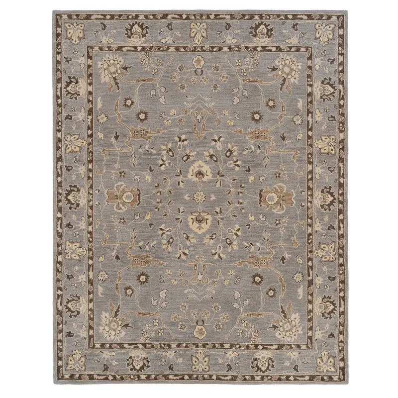 Azari-Isfahan Gray Rectangle Rug - 2\'6\" x 8\'6\"