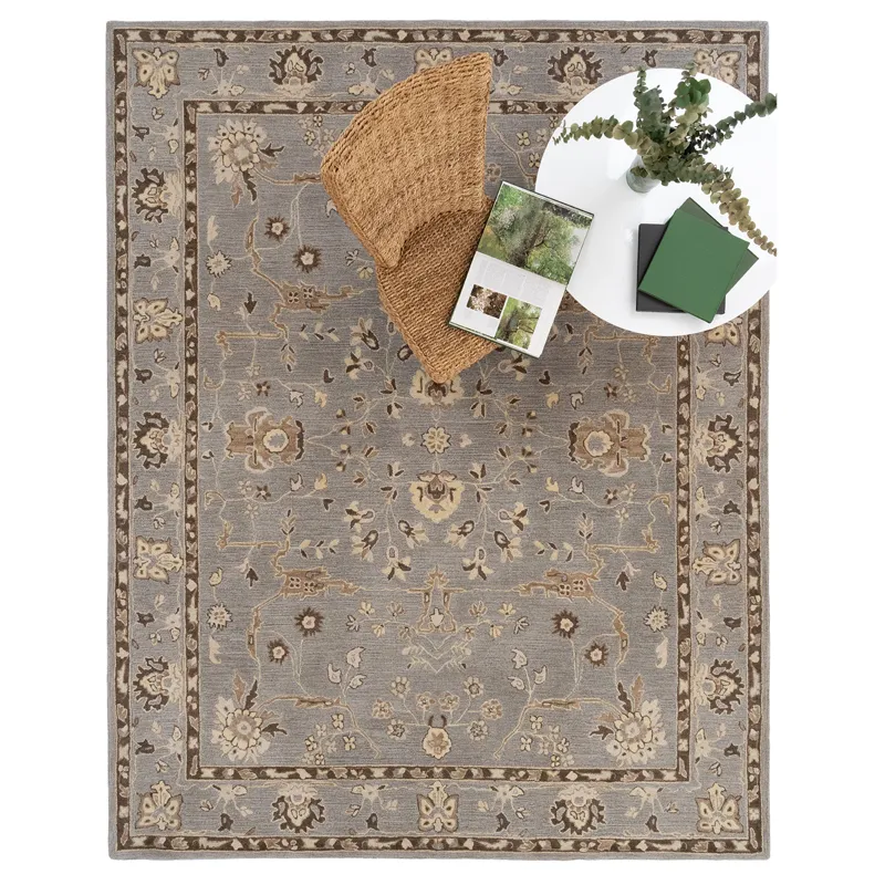 Azari-Isfahan Gray Rectangle Rug - 2\'6\" x 8\'6\"