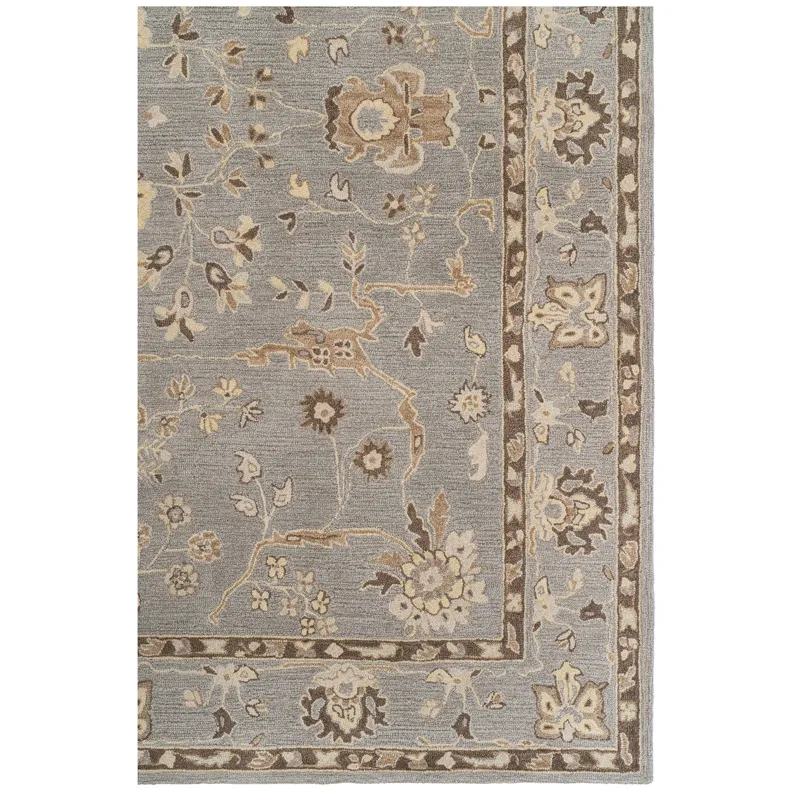Azari-Isfahan Gray Rectangle Rug - 2\'6\" x 8\'6\"