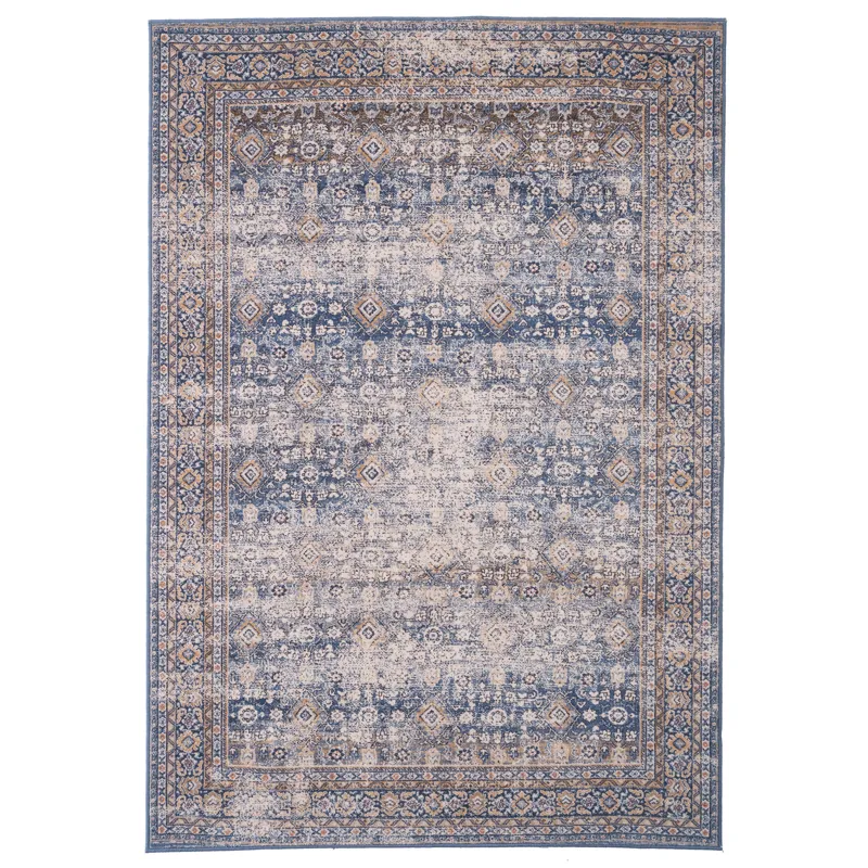 Avery-Bahktiar Navy Linen Rectangle Rug - 9\'2\" x 12\'5\"
