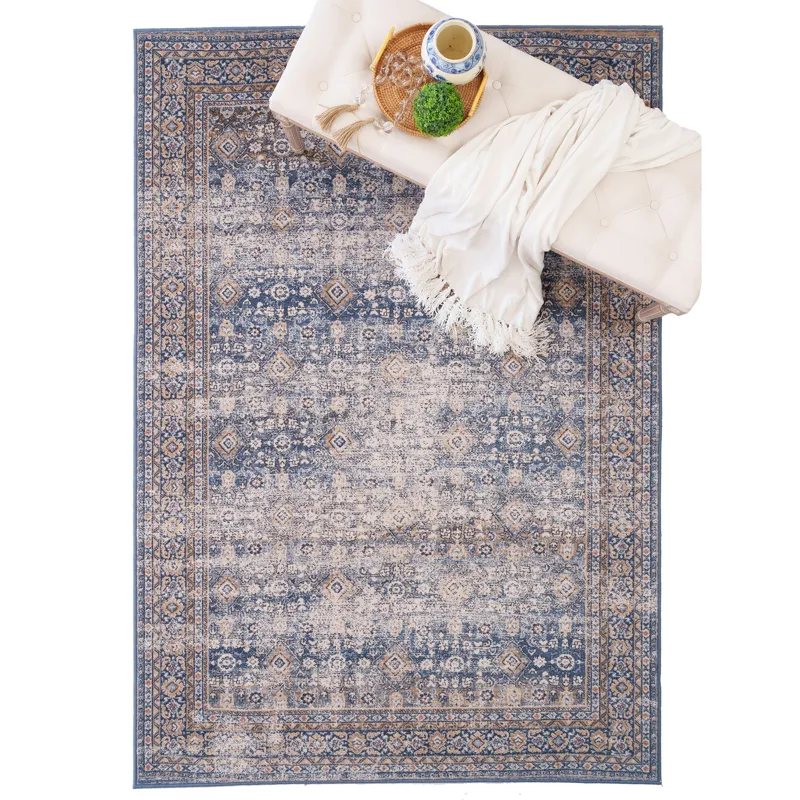 Avery-Bahktiar Navy Linen Rectangle Rug - 9\'2\" x 12\'5\"