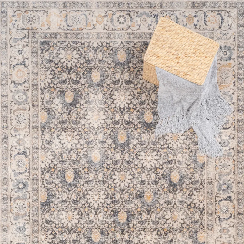 Avery-Keshan Slate Linen Rectangle Rug - 5\'3\" x 7\'6\"