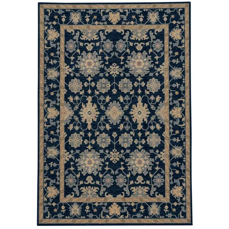 Metropolis-Ushak Navy Rectangle Rug - 6\'7\" x 9\'10\"