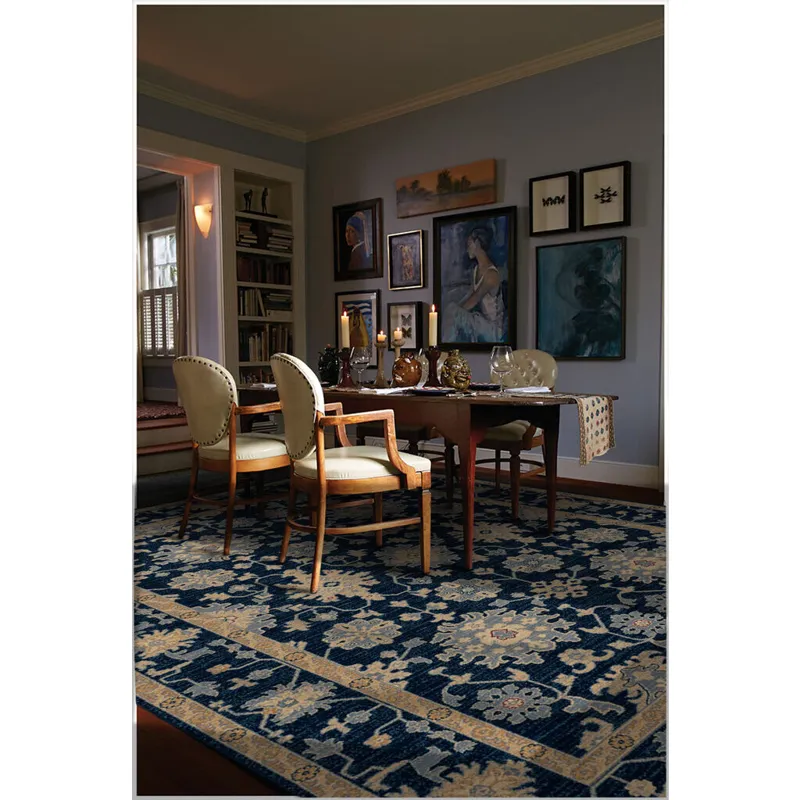 Metropolis-Ushak Navy Rectangle Rug - 6\'7\" x 9\'10\"