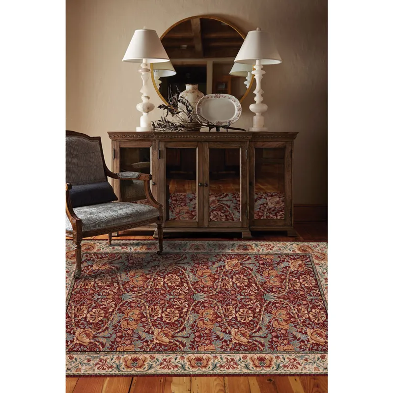 Lineage-Nouveau Red Ivory Rectangle Rug - 9\'10\" x 13\'10\"