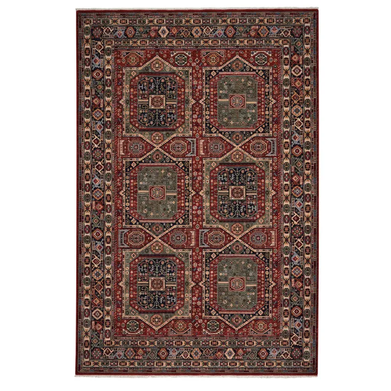 Lineage-Qashqai Red Navy Rectangle Rug - 6\'7\" x 9\'10\"