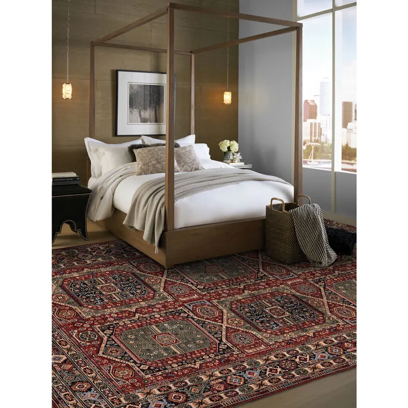 Lineage-Qashqai Red Navy Rectangle Rug - 6\'7\" x 9\'10\"