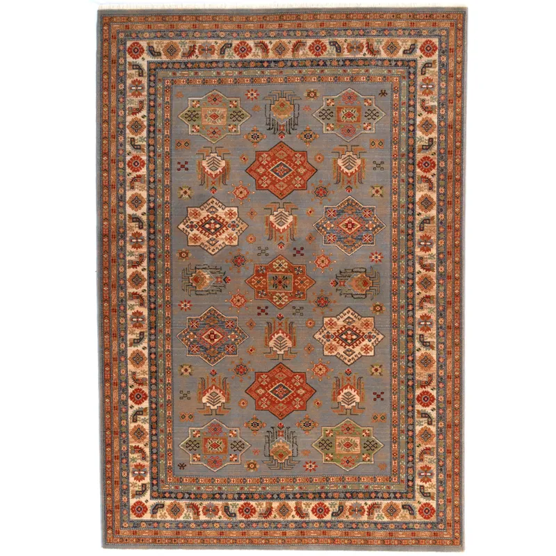 Lineage-Medallion Steel Blue Rectangle Rug - 5\'3\" x 7\'10\"
