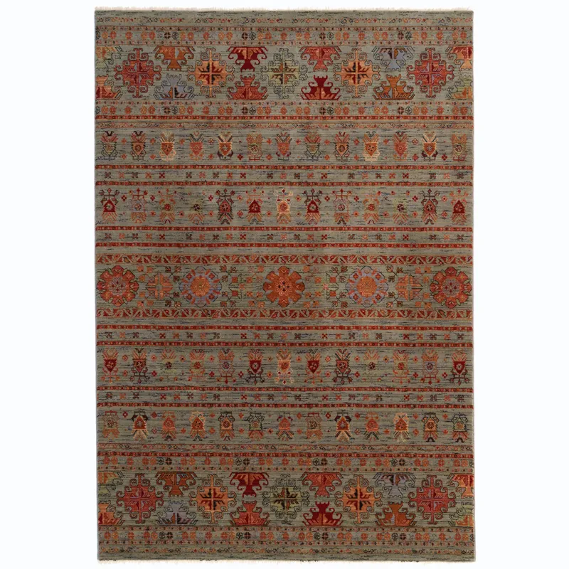 Lineage-Kilim Cadet Blue Rectangle Rug - 5\'3\" x 7\'10\"
