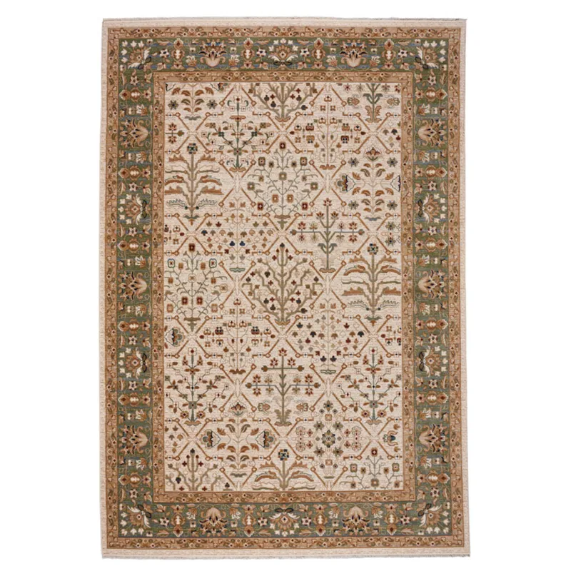 Jules-Sarouk Ivory Multi Rectangle Rug - 5\'3\" x 7\'4\"