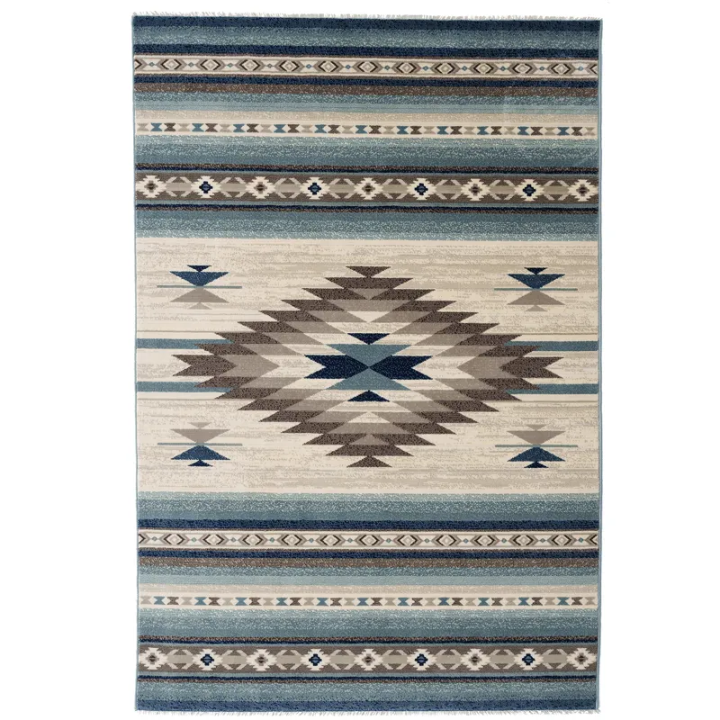 Jules-Navajo Silver Rectangle Rug - 6\'7\" x 9\'8\"