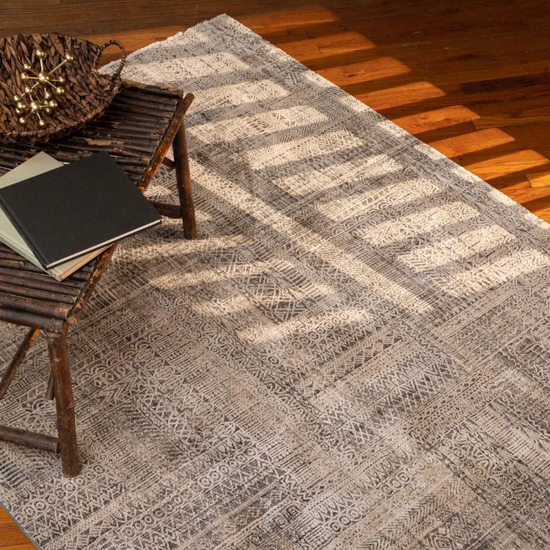 Zenith-Lineal Oyster Rectangle Rug - 2\'7\" x 10\'7\"