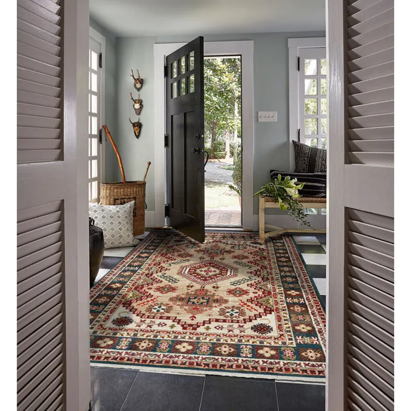 Landis-Kazak Champagne Blue Rectangle Rug - 5\'1\" x 7\'5\"