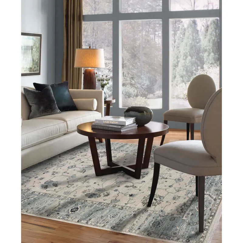 Landis-Ushak Ivory Blue Rectangle Rug - 8\' x 10\'