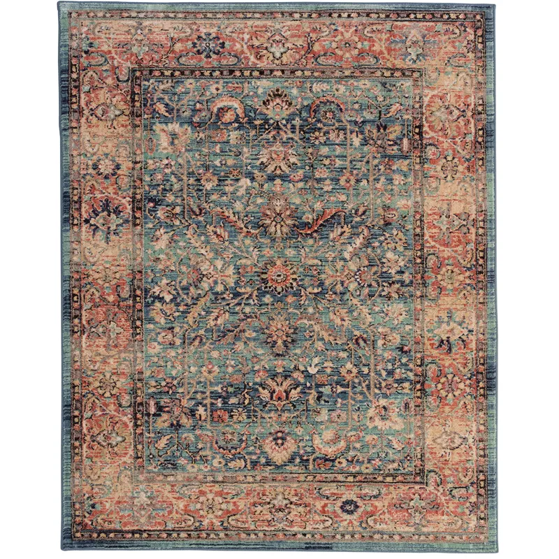 Bosphorus-Ispahan Aqua Rectangle Rug - 2\'1\" x 7\'10\"