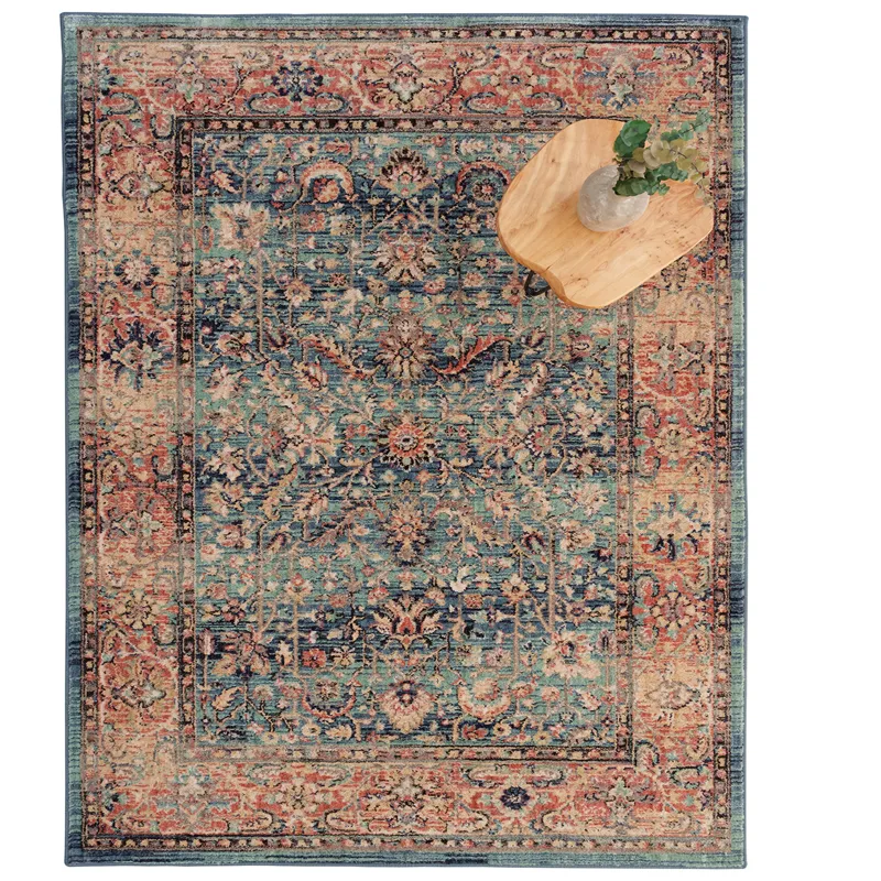 Bosphorus-Ispahan Aqua Rectangle Rug - 2\'1\" x 7\'10\"