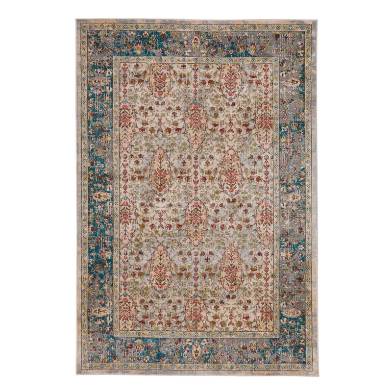 Taraji-Tabriz Ivory BLue Rectangle Rug - 5\'3\" x 7\'8\"