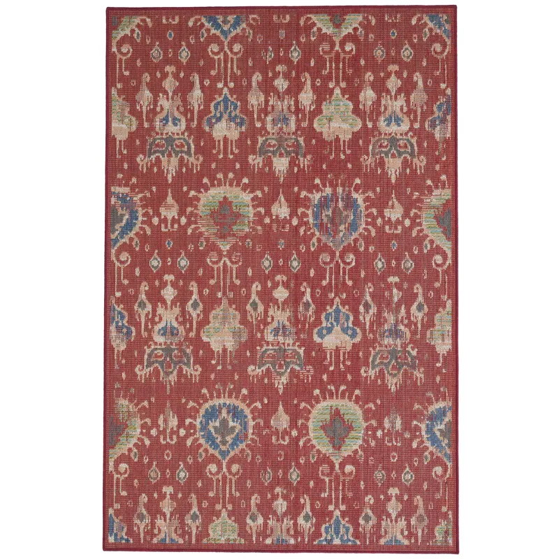 Captiva-Ikat Red Rectangle Rug - 5\'3\" x 7\'6\"