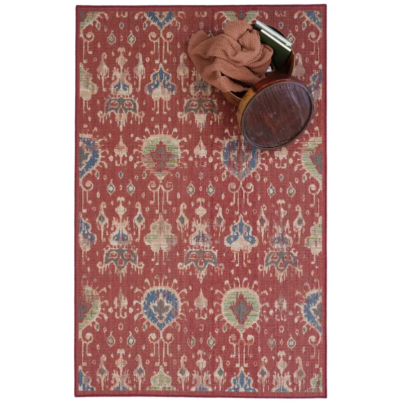 Captiva-Ikat Red Rectangle Rug - 5\'3\" x 7\'6\"