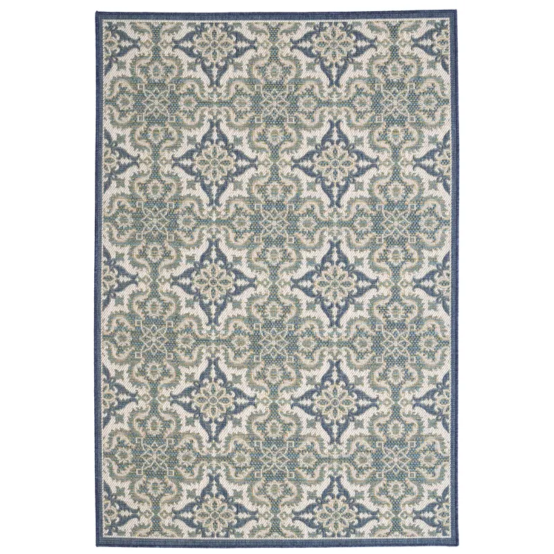 Captiva-Tile Blue Rectangle Rug - 7\'10\" x 10\'10\"