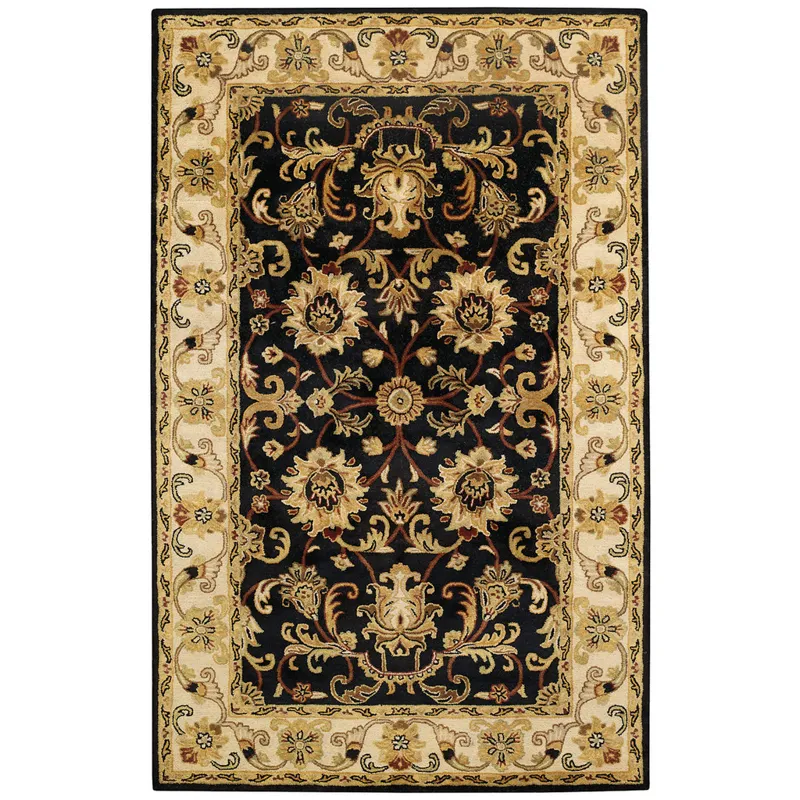 Eloquent Garden Brilliant Black Rectangle Rug - 9\' x 12\'