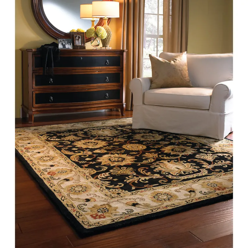 Eloquent Garden Brilliant Black Rectangle Rug - 9\' x 12\'
