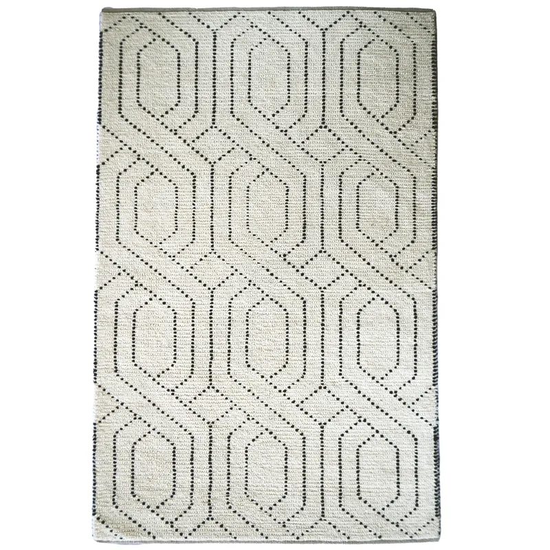 Geometrics Ivory Black Rectangle Rug - 5\' x 8\'