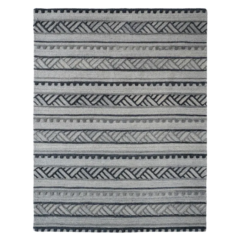 Criss-Cross Graphite Rectangle Rug - 9\' x 12\'