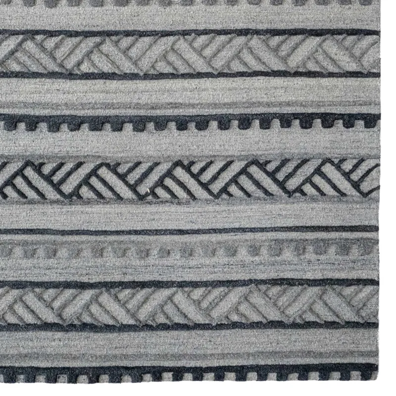 Criss-Cross Graphite Rectangle Rug - 9\' x 12\'