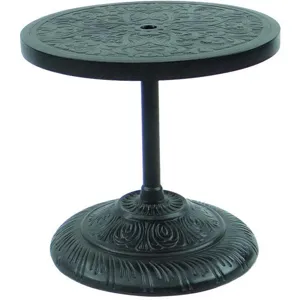 Tables 24" Round Cast Top Side Table W/Built in Cast Umbrella Base