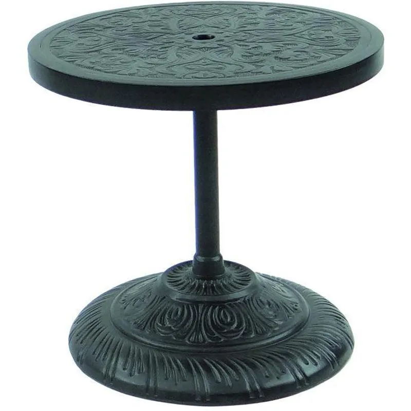 Tables 24" Round Cast Top Side Table W/Built in Cast Umbrella Base