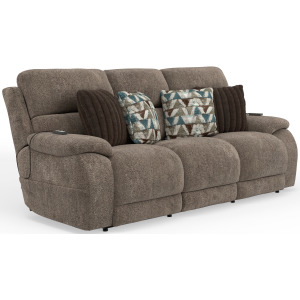 Joya Power Headrest Power LayFlat Reclining Sofa w/CR3 Heat/Massage/Lumbar/ZG - Mushroom