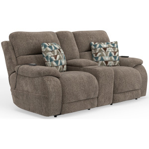 Joya Power Headrest Power LayFlat Reclining Console Loveseat w/CR3 Heat/Massage/Lumbar/ZG - Mushroom