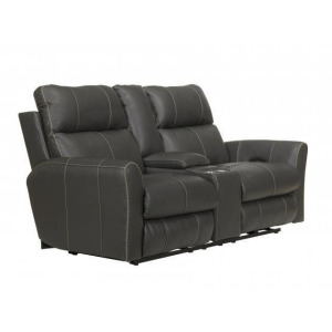 Fredda Power Headrest Power Lay Flat Recl Console Loveseat w/Zero Gravity