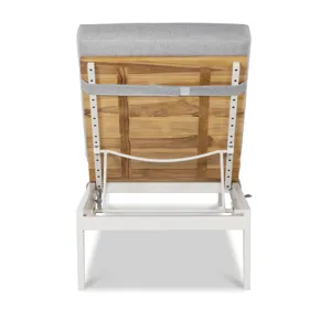 Outdoor Complements Poolside Metal/Teak Reclining Chaise Lng