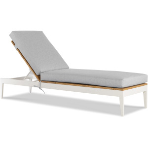 Outdoor Complements Poolside Metal/Teak Reclining Chaise Lng