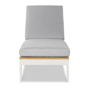 Outdoor Complements Poolside Metal/Teak Reclining Chaise Lng