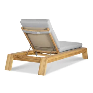 Outdoor Complements Poolside Teak Reclining Chaise Lounge