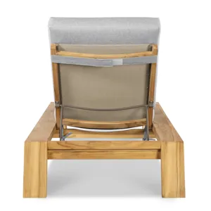 Outdoor Complements Poolside Teak Reclining Chaise Lounge