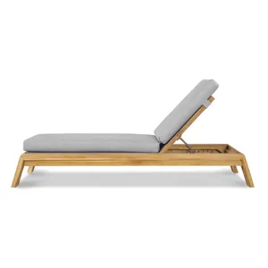Outdoor Complements Poolside Teak Reclining Chaise Lounge