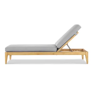 Outdoor Complements Poolside Teak Reclining Chaise Lounge