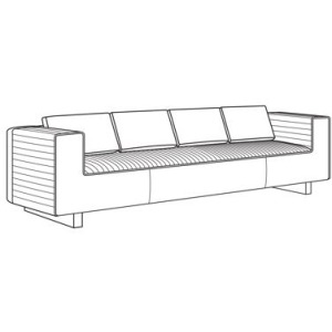 Century Home Elegance Tatami Large Quilted Sofa Oak Base