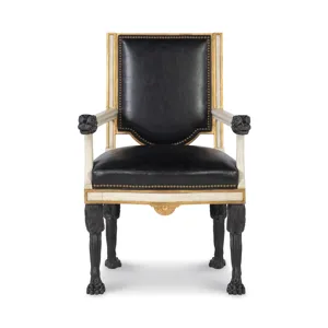 Tara Shaw Upholstery Robert Arm Chair Black Leather