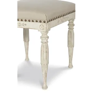 Tara Shaw Upholstery Sofia Stool Swedish Scraped White
