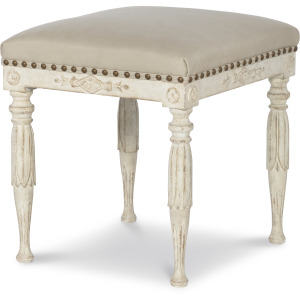 Tara Shaw Upholstery Sofia Stool Swedish Scraped White
