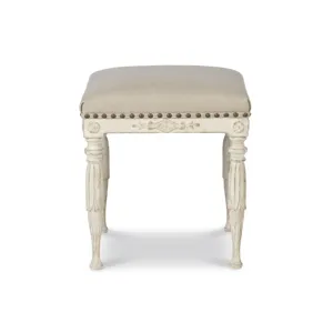 Tara Shaw Upholstery Sofia Stool Swedish Scraped White