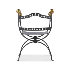 Tara Shaw Casegoods Dante Iron Savonarola Chair